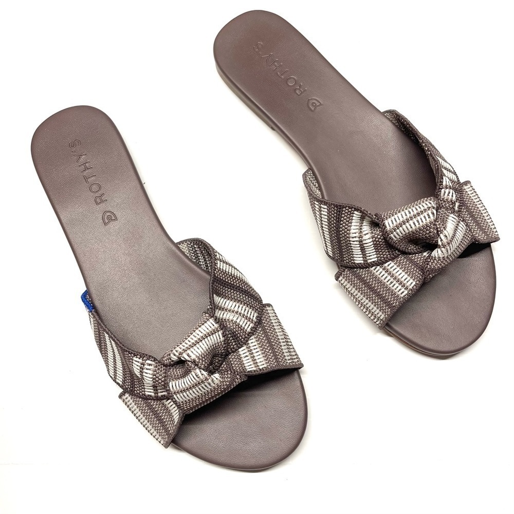 Rothys The Knot Sandals Twist Taupe Slide - Picture 1 of 7